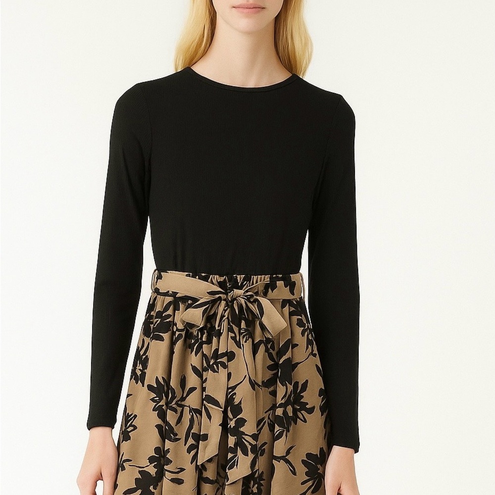 SHEIN Black and Tan Midi Dress